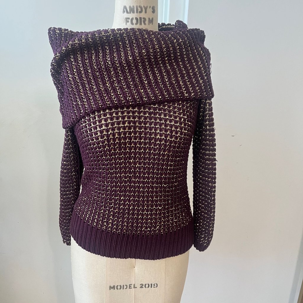 Vintage Cach Chunky Knit Sequined Sweater Size Small